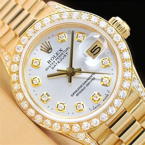 womens gold presidential rolex with diamonds|18k presidential Rolex diamond bezel.